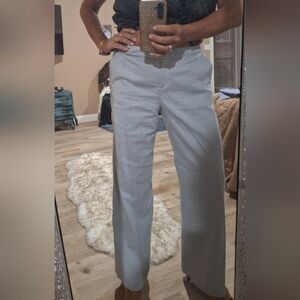 #1149 Hannah Blue& White Striped Pocketed Trousers sz 8